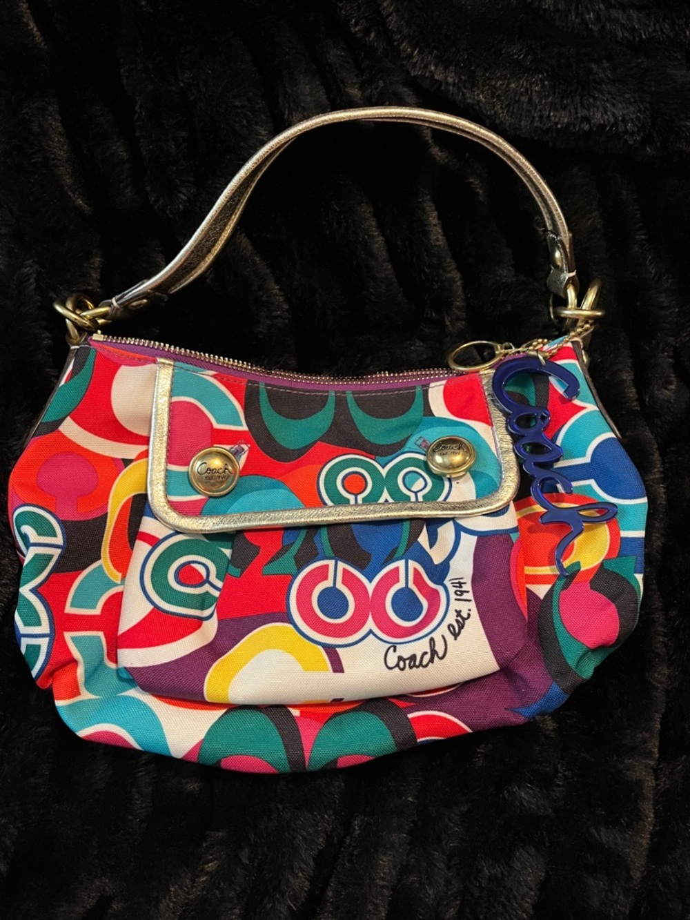 Coach mini shoulder bag very nice condition multi color authentic